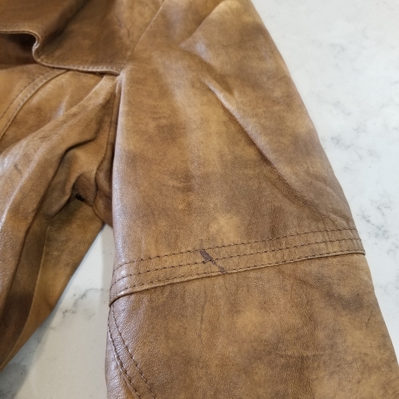 🧥VINTAGE DANIER LEATHER TRENCH COAT WITH FUR COLLAR - Picture 13 of 16